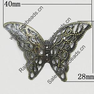 Iron Jewelry Finding Connectors Lead-free, Butterfly 40x28mm, Sold by Bag