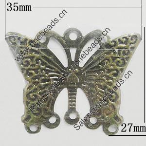 Iron Jewelry Finding Connectors Lead-free, Butterfly 35x27mm, Sold by Bag