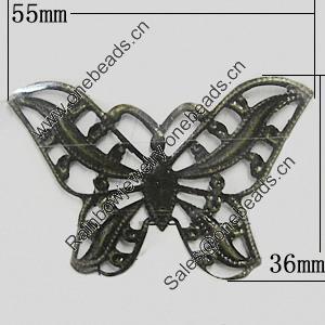 Iron Jewelry Finding Connectors Lead-free, Butterfly 55x36mm, Sold by Bag