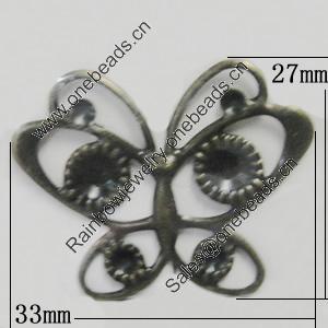 Iron Jewelry Finding Connectors Lead-free, Butterfly 33x27mm, Sold by Bag