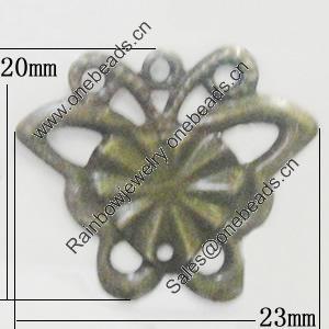 Iron Jewelry Finding Connectors Lead-free, Butterfly 23x20mm, Sold by Bag