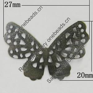 Iron Jewelry Finding Connectors Lead-free, Butterfly 27x20mm, Sold by Bag