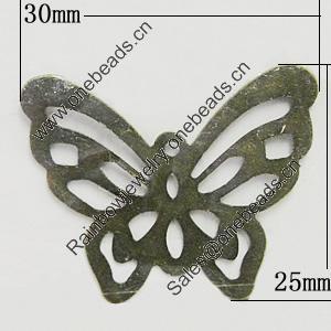 Iron Jewelry Finding Pendant Lead-free, Butterfly 30x25mm, Sold by Bag