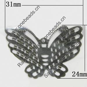 Iron Jewelry Finding Pendant Lead-free, Butterfly 31x24mm, Sold by Bag