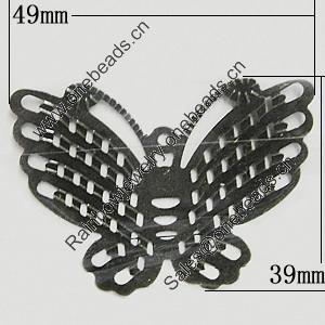 Iron Jewelry Finding Pendant Lead-free, Butterfly 49x39mm, Sold by Bag