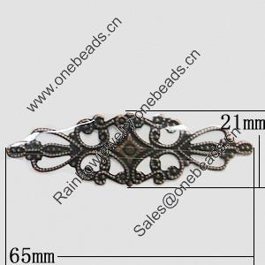 Iron Jewelry Finding Connectors Lead-free, 65x21mm, Sold by Bag
