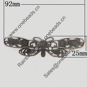 Iron Jewelry Finding Pendant Lead-free, Dragonfly 92x25mm, Sold by Bag