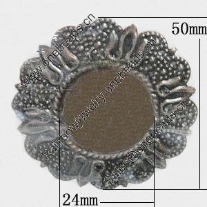 Iron Cabochons Settings, Outside diameter:50mm Interior diameter:24mm, Sold by Bag