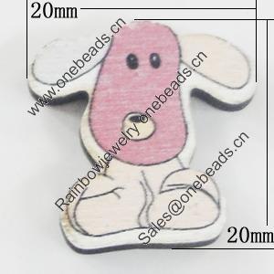 Wood Cabochons, No-Hole Jewelry findings, Dog 20x20mm, Sold by Bag  