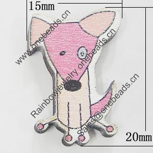 Wood Cabochons, No-Hole Jewelry findings, Dog 15x20mm, Sold by Bag  