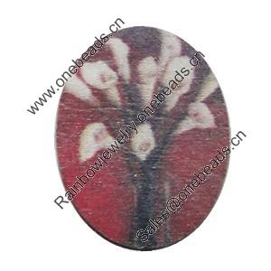 Wood Cabochons, No-Hole Jewelry findings, Flat Oval 30x40mm, Sold by Bag  