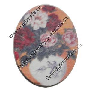 Wood Cabochons, No-Hole Jewelry findings, Flat Oval 30x40mm, Sold by Bag  