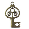 Pendant, Zinc Alloy Jewelry Findings, Key, 20x33mm, Sold by Bag  