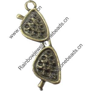 Pendant, Zinc Alloy Jewelry Findings, Glasses, 10x35mm, Sold by Bag  