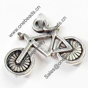 Pendant, Zinc Alloy Jewelry Findings, Bike, 20x14mm, Sold by Bag  