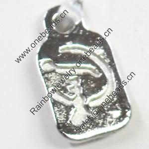 Pendant, Zinc Alloy Jewelry Findings, 7x12mm, Sold by Bag  