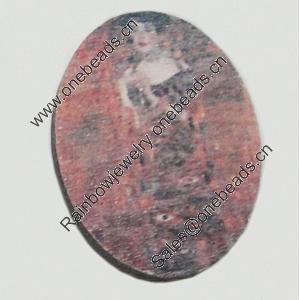 Wood Cabochons, No-Hole Jewelry findings, Flat Oval 30x40mm, Sold by Bag  