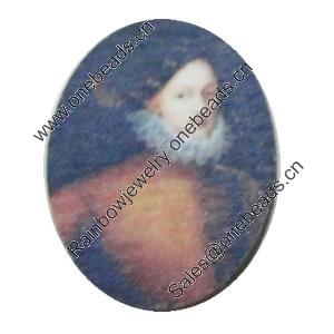 Wood Cabochons, No-Hole Jewelry findings, Flat Oval 18x25mm, Sold by Bag  