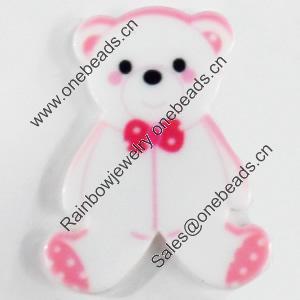 Acrylic Cabochons, No-Hole Jewelry findings, Bear, 34x43mm, Sold by PC  