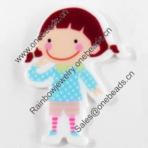 Acrylic Cabochons, No-Hole Jewelry findings, Girl, 40x51mm, Sold by PC  