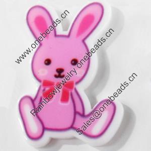 Acrylic Cabochons, No-Hole Jewelry findings, Rabbit, 24x34mm, Sold by PC  