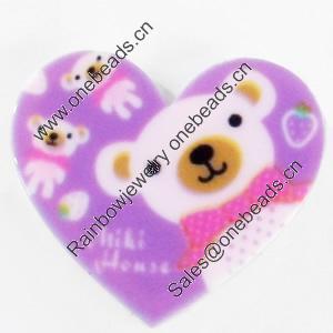Acrylic Cabochons, No-Hole Jewelry findings, Heart, 35x32mm, Sold by PC  