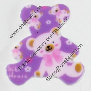 Acrylic Cabochons, No-Hole Jewelry findings, Bear, 32x34mm, Sold by PC  