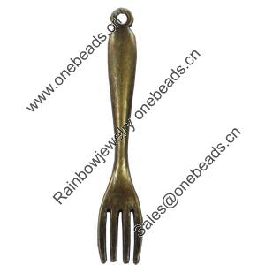 Pendant, Zinc Alloy Jewelry Findings, Fork, 9x55mm, Sold by Bag  