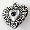Pendant, Zinc Alloy Jewelry Findings, Heart, 17x19mm, Sold by Bag  