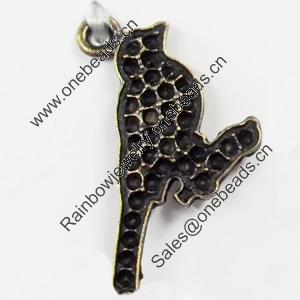 Pendant, Zinc Alloy Jewelry Findings, Bird, 13x25mm, Sold by Bag  