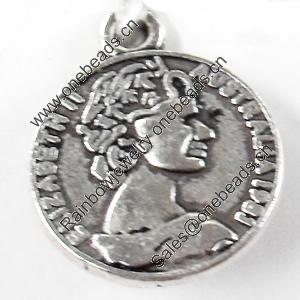 Pendant, Zinc Alloy Jewelry Findings, Round, 15x18mm, Sold by Bag  