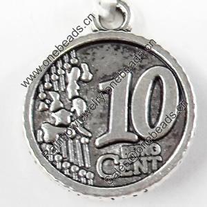 Pendant, Zinc Alloy Jewelry Findings, Round, 19x23mm, Sold by Bag  