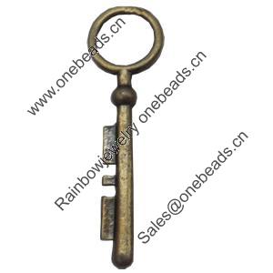Pendant, Zinc Alloy Jewelry Findings, Key, 15x53mm, Sold by Bag  