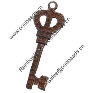 Pendant, Zinc Alloy Jewelry Findings, Key, 17x49mm, Sold by Bag  