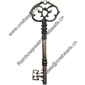 Pendant, Zinc Alloy Jewelry Findings, Key, 29x82mm, Sold by Bag  