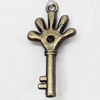 Pendant, Zinc Alloy Jewelry Findings, Key, 16x34mm, Sold by Bag  