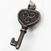 Pendant, Zinc Alloy Jewelry Findings, Key, 9x20mm, Sold by Bag  