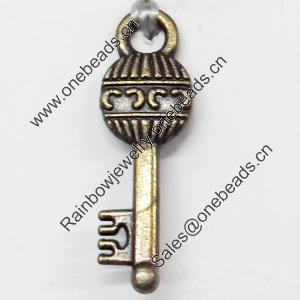 Pendant, Zinc Alloy Jewelry Findings, Key, 8x25mm, Sold by Bag  