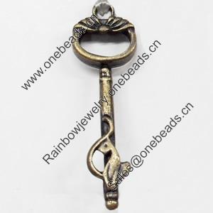 Pendant, Zinc Alloy Jewelry Findings, Key, 10x33mm, Sold by Bag  