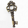 Pendant, Zinc Alloy Jewelry Findings, Key, 18x45mm, Sold by Bag  