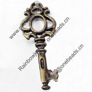Pendant, Zinc Alloy Jewelry Findings, Key, 18x45mm, Sold by Bag  