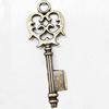 Pendant, Zinc Alloy Jewelry Findings, Key, 15x48mm, Sold by Bag  