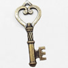 Pendant, Zinc Alloy Jewelry Findings, Key, 18x46mm, Sold by Bag  