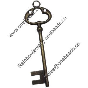 Pendant, Zinc Alloy Jewelry Findings, Key, 24x77mm, Sold by Bag  