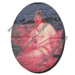 Wood Cabochons, No-Hole Jewelry findings, Flat Oval 30x40mm, Sold by Bag  