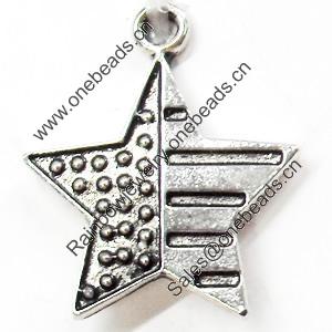 Pendant, Zinc Alloy Jewelry Findings, Star, 20x24mm, Sold by Bag  