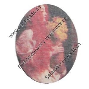 Wood Cabochons, No-Hole Jewelry findings, Flat Oval 30x40mm, Sold by Bag  