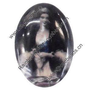 Resin Cabochons, No-Hole Jewelry findings, Oval, 30x40mm, Sold by PC  