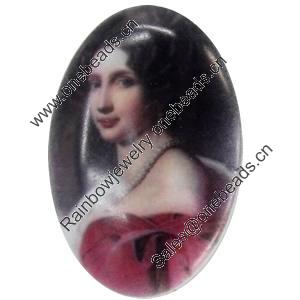 Resin Cabochons, No-Hole Jewelry findings, Oval, 30x40mm, Sold by PC  