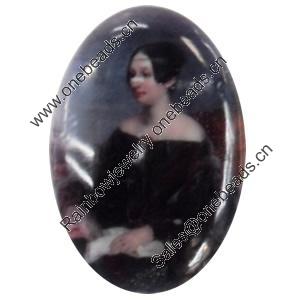 Resin Cabochons, No-Hole Jewelry findings, Oval, 30x40mm, Sold by PC  